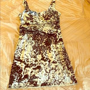 Flowered black and white cocktail dress